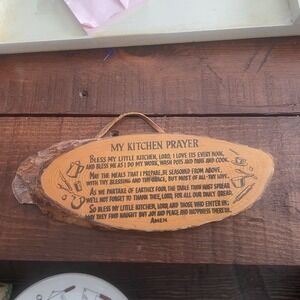 Vintage Wooden Hanging Plaque My Kitchen Prayer 10" x 3 1/2"